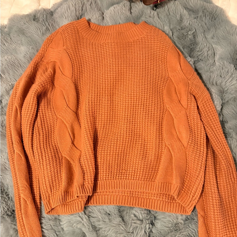 SO Women's Orange Cable Knit Sweater
